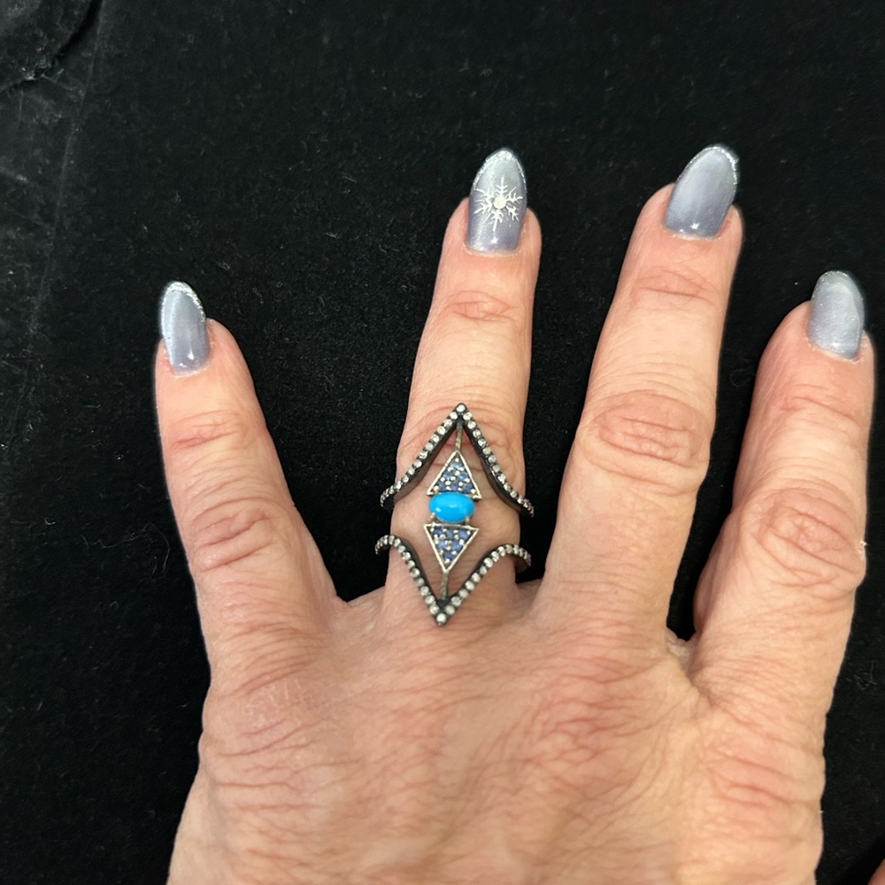 Amrapali Turquoise Sapphire Diamond Stack Ring
